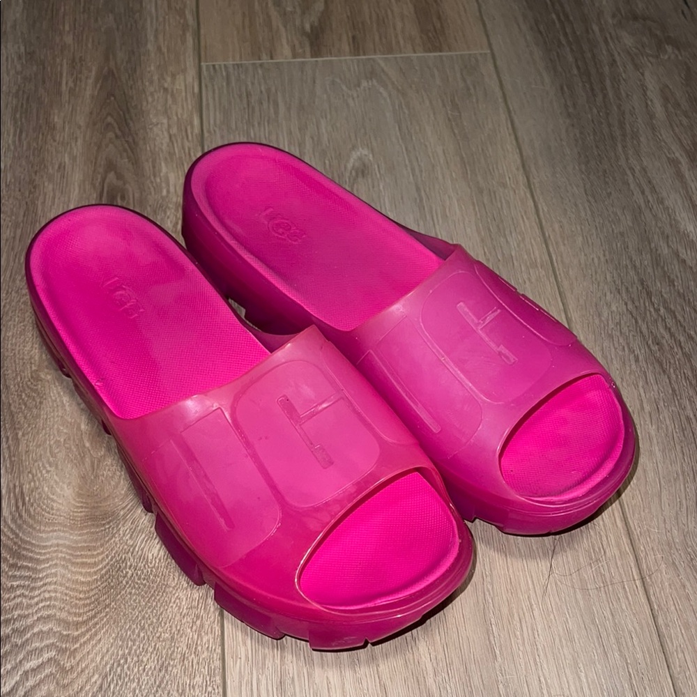 UGG WOMEN'S JELLA CLEAR SLIDE SANDAL, PINK, 10